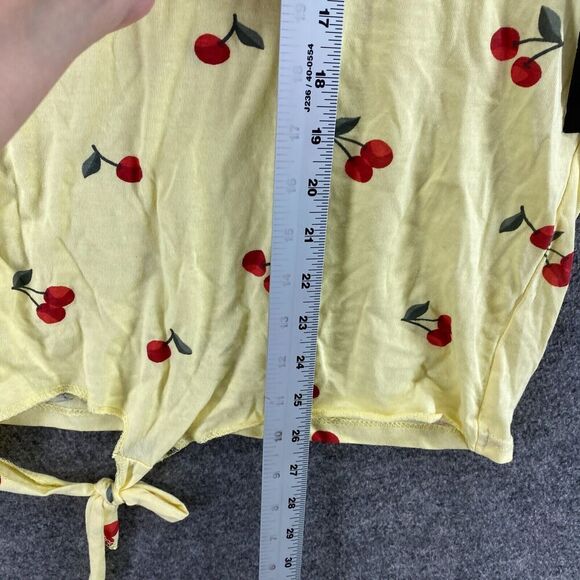 New OnFire T-Shirt Women 3X Plus Yellow Cherry Print Crew Neck Short Sleeve - Picture 9 of 10